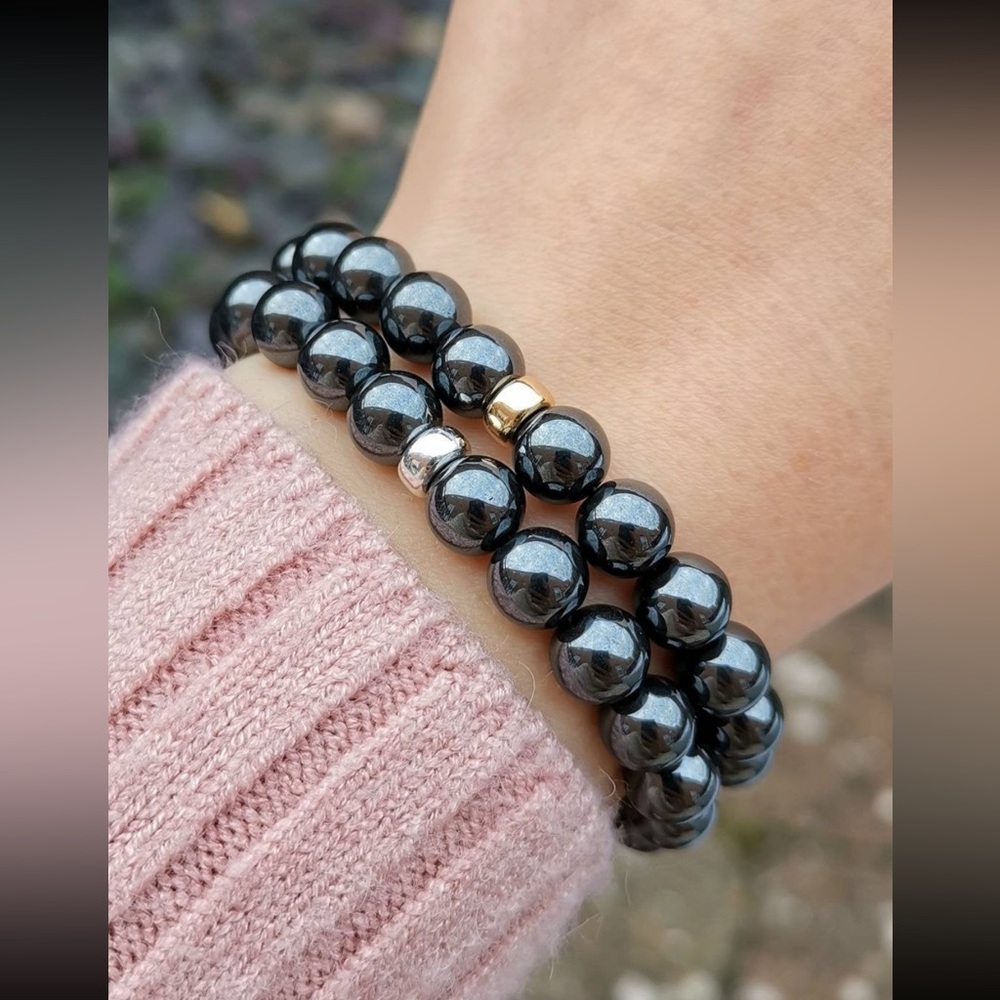 Hematite Bracelet in sterling silver or 14k gold filled - Picture 2 of 3